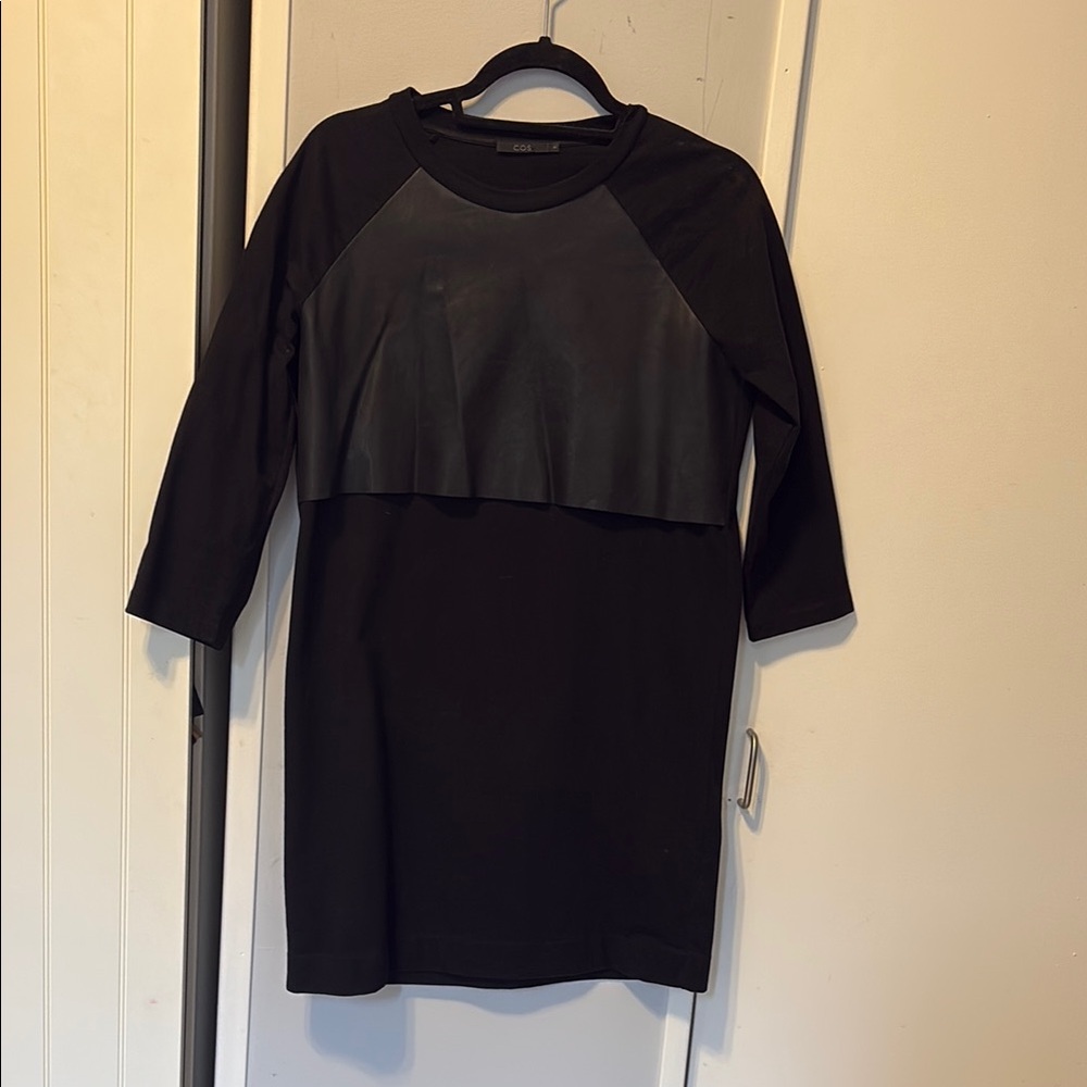 COS Black Dress with Leather Detail